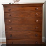 F40. Antique 6-drawer dresser. Cracked on sides. 50”h x 40”w x 20”d - $875